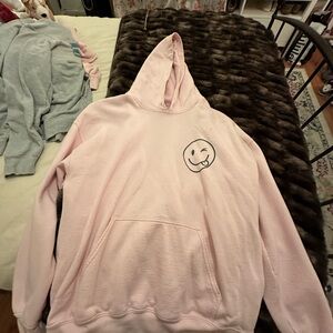 large light pink graphic hoodie